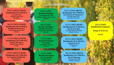 Programmation novembre - Activités de pleine nature