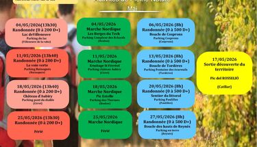 Programmation mai - Activités de pleine nature