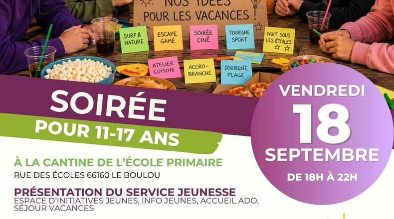 Soirée pour les jeunes 11-17 ans à la canitne de l'école élémentaire