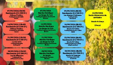Programmation septembre - Activités de pleine nature